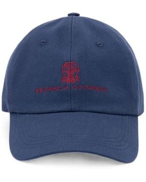Brunello Cucinelli Baseballkappe Mit Logo-Stickerei - Blau