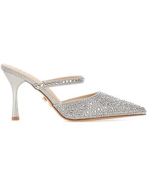 Twentyfourhaitch Rhinestone-Embellished Mango Pumps - White