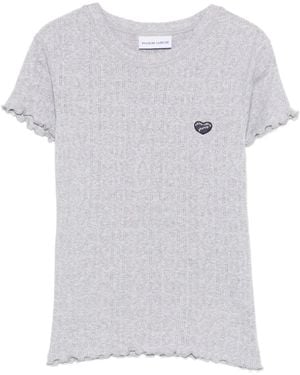 Maison Labiche Ruffled Logo-Patch T-Shirt - White