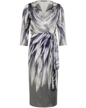 Alberta Ferretti Vestido Midi Con Estampado Abstracto - Gris
