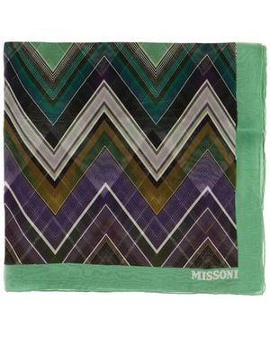 Missoni Zigzag Border Scarf - Green