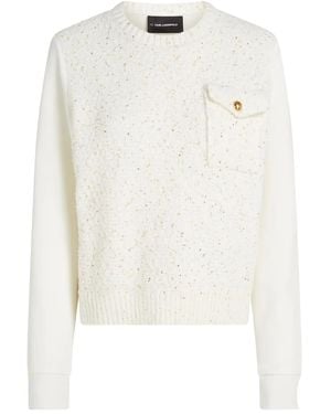 Karl Lagerfeld Pullover Mit Bouclé-Tasche - Weiß