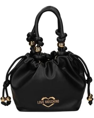 Love Moschino Logo-Plaque Knotted Bucket Bag - Black