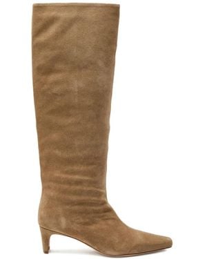 STAUD Wally Suede Knee-High Boots - Brown