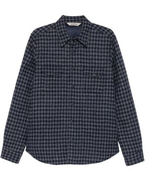 Aspesi Doppia Check-Pattern Overshirt - Blue