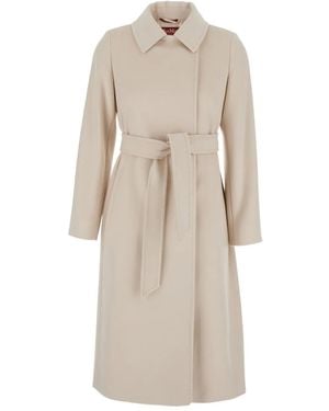 Max Mara Belted-Waist Coat - Natural
