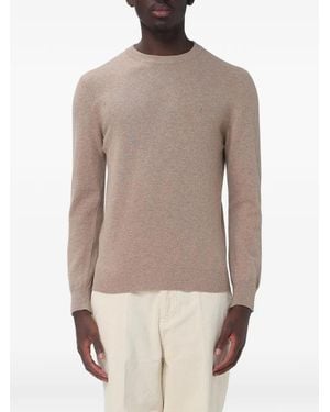 Brooksfield Crew-Neck Wool Sweater - Natural