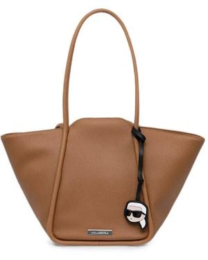 KARL LAGERFELD Logo-Plaque Pebbled-Effect Tote Bag - White