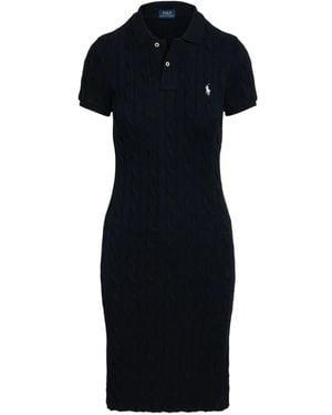 Polo Ralph Lauren Cable-Knit Polo-Collar Midi Dress - Black