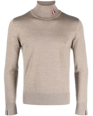 Thom Browne Fein Gestrickter Rollkragenpullover - Grau