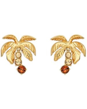 Oscar de la Renta Palm Tree Crystal Clip-On Earrings - Metallic