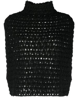 ..,merci Mock-Neck Open-Knit Vest - Black