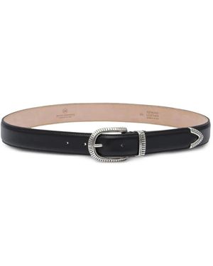 Adriano Meneghetti Ceinture En Cuir À Boucle Argentée - Blanc