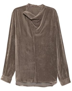 Rick Owens Velvet-Effect Draped Shirt - Brown