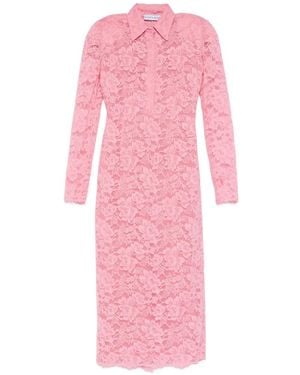 ROWEN ROSE Floral-Lace Polo-Collar Dress - Pink