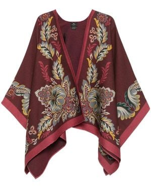 Etro Floral Print Poncho - Rood