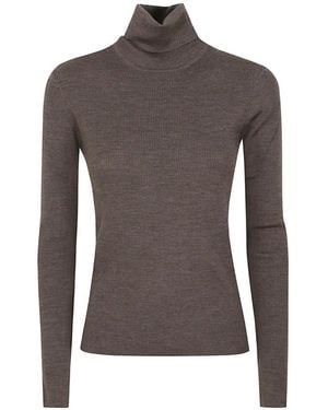 P.A.R.O.S.H. Ribbed-Knit Roll-Neck Sweater - Brown