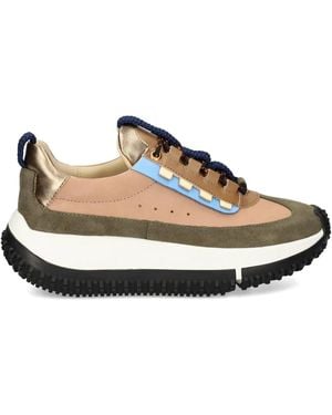 4Ccccees Panelled-Design Leather Trainers - Black