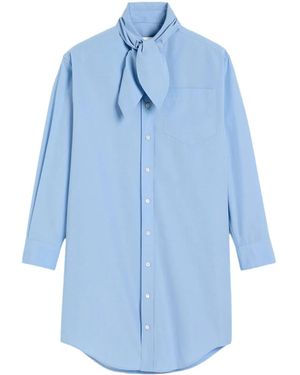 Ami Paris Scarf-Collar Cotton Shirt Dress - Blue