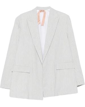 N°21 Pinstripe-Pattern Peak-Lapel Blazer - White