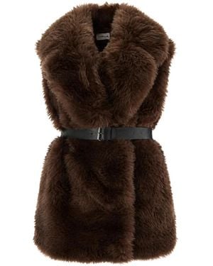 P.A.R.O.S.H. Belted Faux-Fur Gilet - Brown
