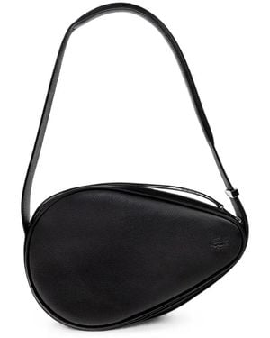Lacoste Smash Court Racket-Shape Leather Shoulder Bag - Black