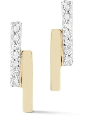Mateo 14Kt Diamond Bar Bypass Stud Earrings - White