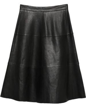 P.A.R.O.S.H. Leather Midi Skirt - Black