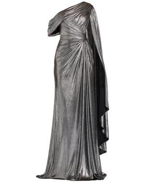 Tadashi Shoji Zeka One-Shoulder Metallic Maxi Dress - Gray