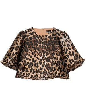 Sister Jane Suite-Jacquard Woven Crop Top - Brown