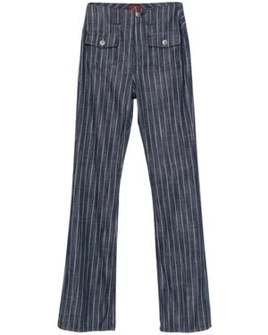 Dondup Pantalon À Fines Rayures Et Rabat Boutonné - Blue