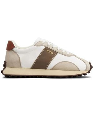 Tod's Suede-Trimmed Trainers - Natural