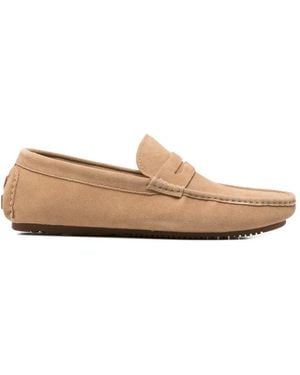 SERGIO MORETTI FIRENZE Suede Penny Loafers - White