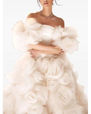 Ana Radu Rose-embellishment Off-shoulder Maxi Dress - ナチュラル