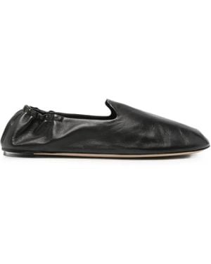 The Row Casa Elasticated Leather Loafers - Black