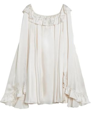 Chloé Robe Courte À Manches Volantées - Blanc