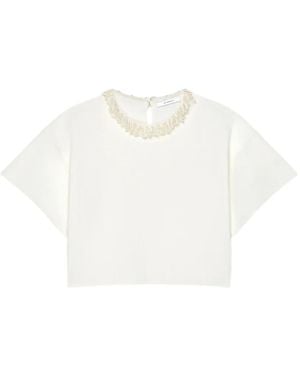 Givenchy Camiseta Corta Con Detalle De Perlas Artificiales - Blanco