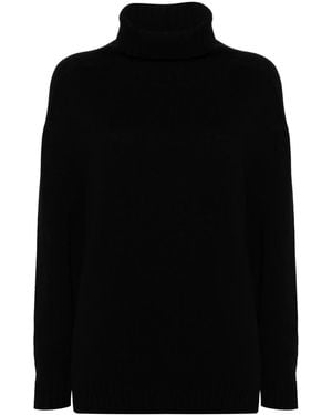 Bompard Hammer-Sleeve Round-Neck Sweater - Black