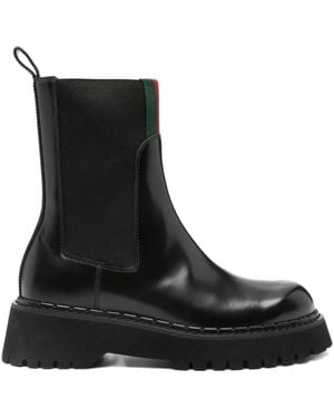 Gucci Botas chelsea de piel con paneles elásticos - Negro