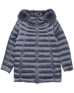 Colmar Quilted Fur-Trimmed Coat - Blue