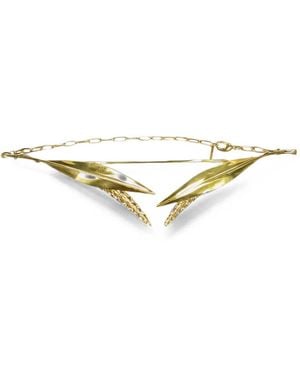 Ellery Leaf-Detail Chain-Link Necklace - Metallic