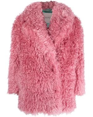 BECAGLI Faux-Shearling Wrap Coat - Pink