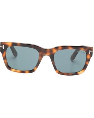 Tom Ford Metal-trim Rectangle Sunglasses - Blue