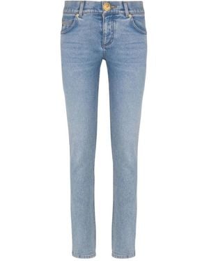 Balmain Ausgeblichene Jeans mit Knöpfen - Blau