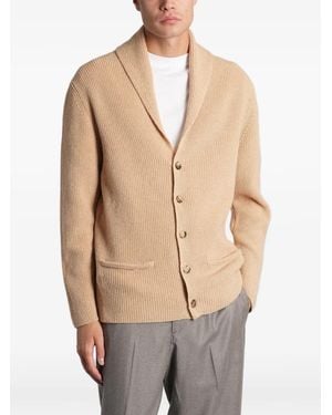 Ballantyne Shawl-Collar Ribbed-Knit Cardigan - Natural