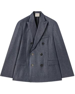 RETORI Double-Breasted Peak-Lapel Wool Blazer - Blue