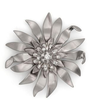 Miu Miu Broche con motivo floral - Blanco