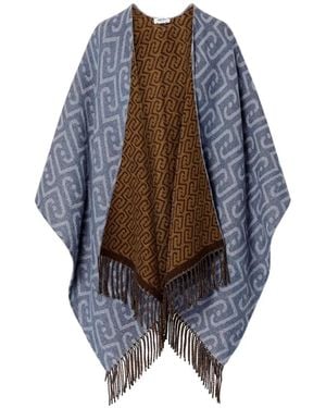 Liu Jo Monogram-Jacquard Poncho - Blue