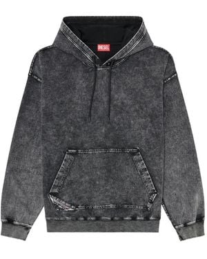 DIESEL Treated Denim-Effect Hoodie - Grey