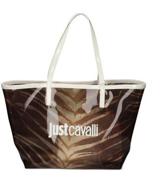 Just Cavalli Tiger-Stripe Tote Bag - White